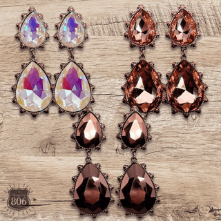 Western rhinestone teardrop earring - LC - Boutique Bella BellaEarrings