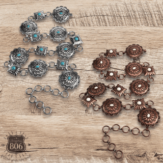 Western round and square concho link belt - Boutique Bella BellaBelts
