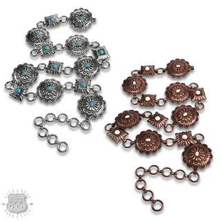 Western round and square concho link belt - Boutique Bella BellaBelts