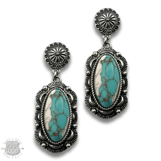 Western scalloped oval stone earring - LC - Boutique Bella BellaEarrings