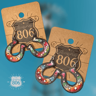 Western serape horseshoe earring - LC - Boutique Bella BellaEarrings