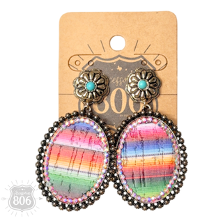 Western serape oval earring - Boutique Bella BellaEarrings