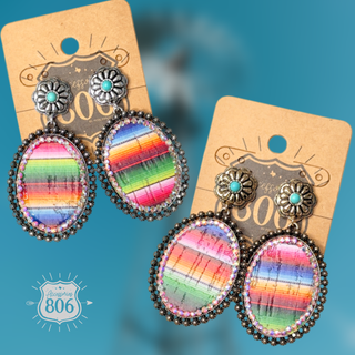 Western serape oval earring - Boutique Bella BellaEarrings