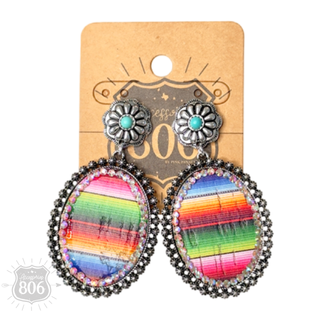 Western serape oval earring - Boutique Bella BellaEarrings