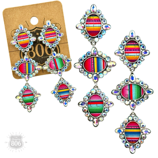 Western serape triple oval earring with rhinestones - Boutique Bella BellaEarrings