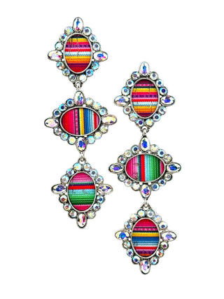 Western serape triple oval earring with rhinestones - Boutique Bella BellaEarrings