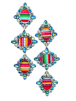 Western serape triple oval earring with rhinestones - Boutique Bella BellaEarrings