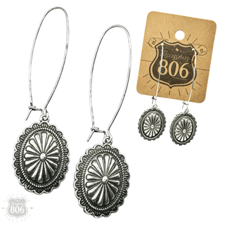 Western silver concho earring - Boutique Bella BellaEarrings
