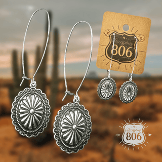 Western silver concho earring - Boutique Bella BellaEarrings