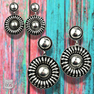 Western silver large statement earring - Boutique Bella BellaEarrings