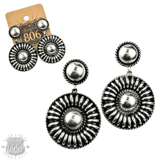 Western silver large statement earring - Boutique Bella BellaEarrings