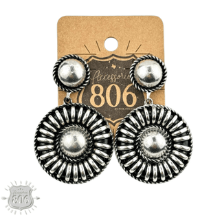 Western silver large statement earring - Boutique Bella BellaEarrings