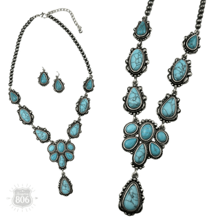 Western stone concho necklace set - Boutique Bella BellaJewelry Set