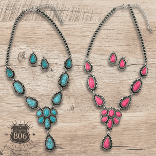 Western stone concho necklace set - Boutique Bella BellaJewelry Set