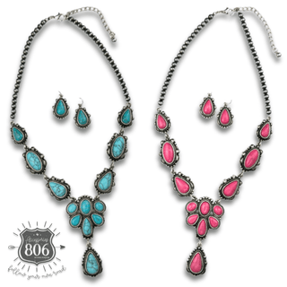 Western stone concho necklace set - Boutique Bella BellaJewelry Set