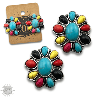 Western stone flower post earring, last call - Boutique Bella BellaEarrings