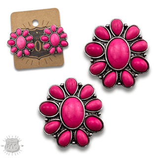 Western stone flower post earring, last call - Boutique Bella BellaEarrings