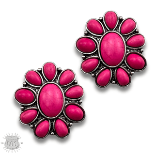 Western stone flower post earring, last call - Boutique Bella BellaEarrings
