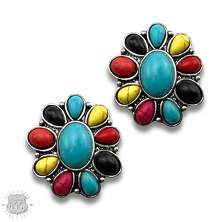 Western stone flower post earring, last call - Boutique Bella BellaEarrings