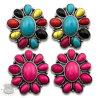 Western stone flower post earring, last call - Boutique Bella BellaEarrings