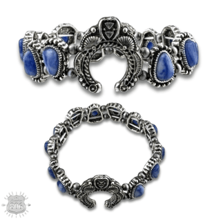 Western stretch bracelet with denim natural stones - Boutique Bella BellaBracelets
