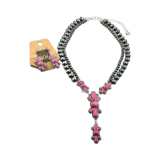 Western style burnished butterfly Y necklace set - Boutique Bella BellaJewelry Set
