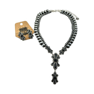 Western style burnished butterfly Y necklace set - Boutique Bella BellaJewelry Set