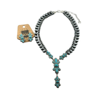 Western style burnished butterfly Y necklace set - Boutique Bella BellaJewelry Set