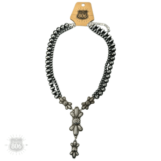 Western style pearl necklace with butterfly concho pendant - Boutique Bella BellaNecklaces