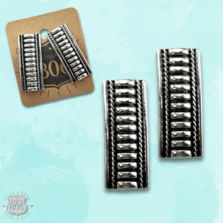 Western style silver tone post earring - Boutique Bella BellaEarrings