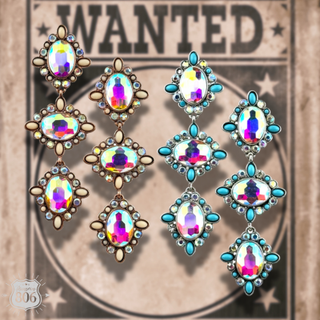 Western triple oval rhinestone earring - Boutique Bella BellaEarrings