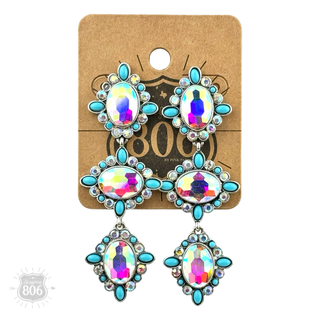 Western triple oval rhinestone earring - Boutique Bella BellaEarrings