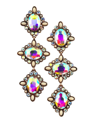 Western triple oval rhinestone earring - Boutique Bella BellaEarrings