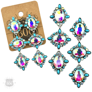 Western triple oval rhinestone earring - Boutique Bella BellaEarrings
