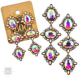 Western triple oval rhinestone earring - Boutique Bella BellaEarrings