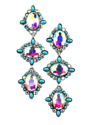 Western triple oval rhinestone earring - Boutique Bella BellaEarrings