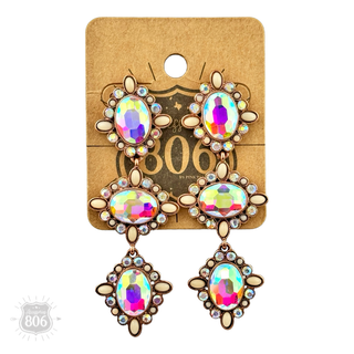 Western triple oval rhinestone earring - Boutique Bella BellaEarrings