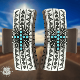 Western turquoise cross hair clip - Boutique Bella BellaHair Claws