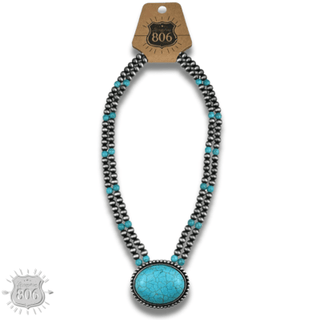 Western two strand bead and stone necklace - LC - Boutique Bella BellaNecklaces