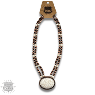Western two strand bead and stone necklace - LC - Boutique Bella BellaNecklaces