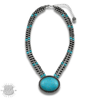 Western two strand bead and stone necklace - LC - Boutique Bella BellaNecklaces