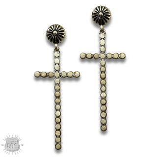 Western wood bead cross earring - LC - Boutique Bella BellaEarrings
