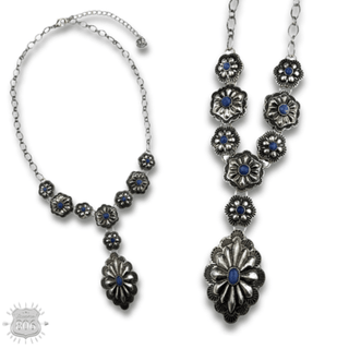 Western Y shape denim concho necklace - Boutique Bella BellaNecklaces