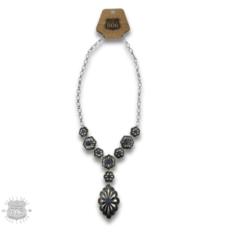 Western Y shape denim concho necklace - Boutique Bella BellaNecklaces