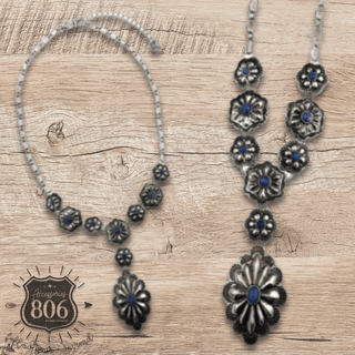 Western Y shape denim concho necklace - Boutique Bella BellaNecklaces