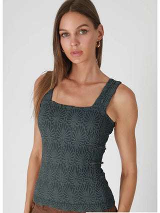 Whale Gray Lace Textured Square Tank Top - Boutique Bella BellaTank Top