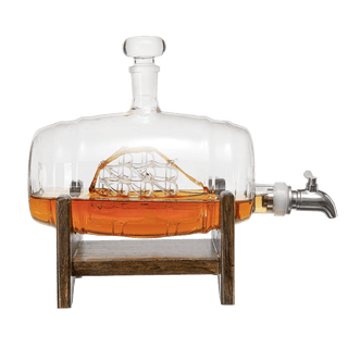 Whiskey Barrel Decanter With Ship Premium Barware Gift Elegant Drinkware Collection - Boutique Bella BellaDecanters