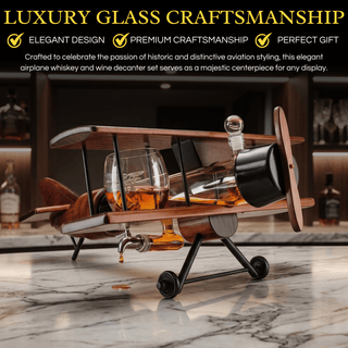 Whiskey Decanter Airplane Set Premium Barware Gift Elegant Drinkware Collection - Boutique Bella BellaDecanter Sets