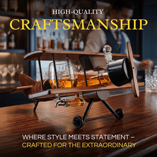 Whiskey Decanter Airplane Set Premium Barware Gift Elegant Drinkware Collection - Boutique Bella BellaDecanter Sets