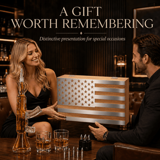 Whiskey Decanter Flag Set 1000ML Ak47 Rifle Gun Glasses Chillers Set In Box Hanging Storage American - Boutique Bella Bella